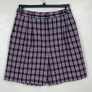 Vtg Talbots Plaid Shorts High Rise red white blue 28x7.5 Women’s size 12